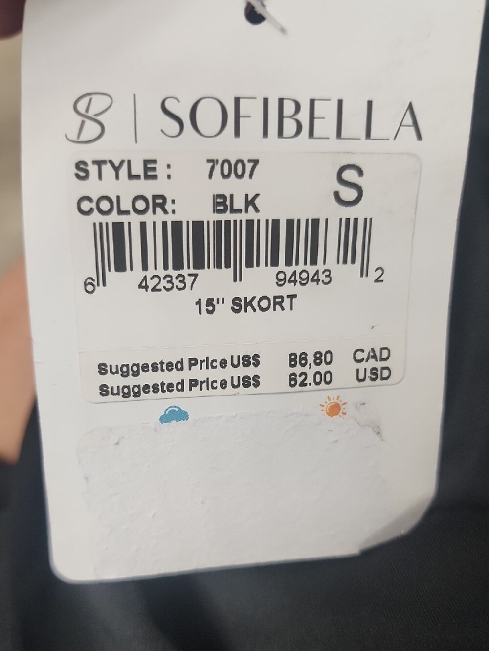 Sofibella Women's 15" Black Skort Size Small New With Tag - Picture 5 of 5